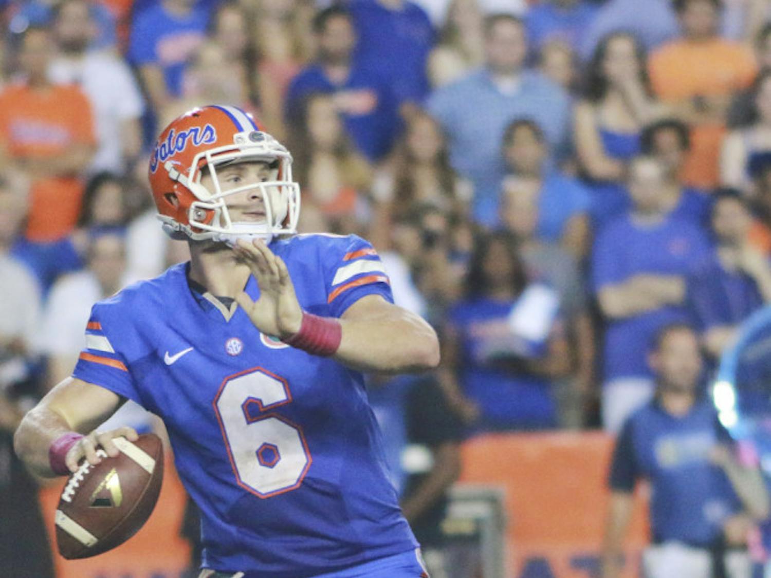 Jeff Driskel attempts a pass during UF's 30-27 loss to LSU on Saturday at Ben Hill Griffin Stadium.