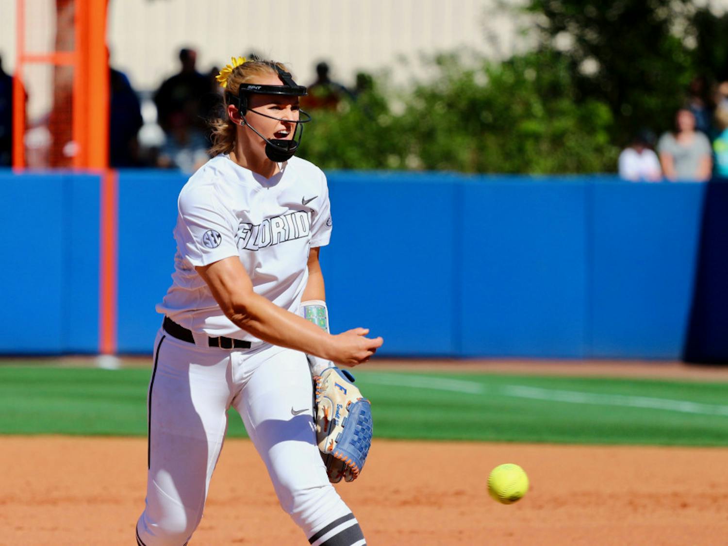Pitcher Kelly Barnhill gave up two runs on four hits in a complete game against Alabama on Monday. 