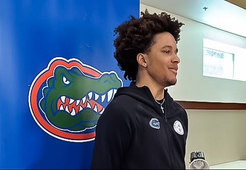 UF basketball player and freshman Isaiah Brown poses for a photograph.