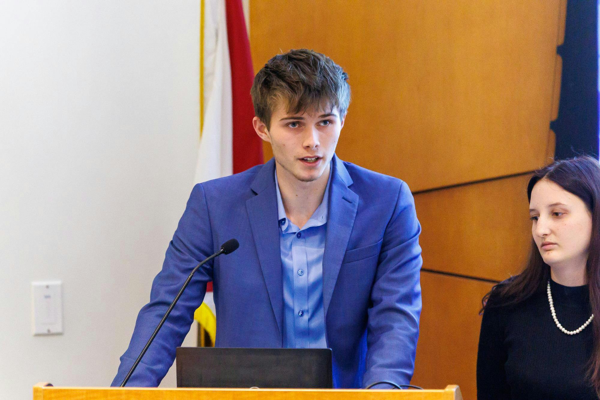A University of Florida student government Secretary speaks during a student senate meeting, Tuesday, Feb. 3, 2026, in Gainesville, Fla.