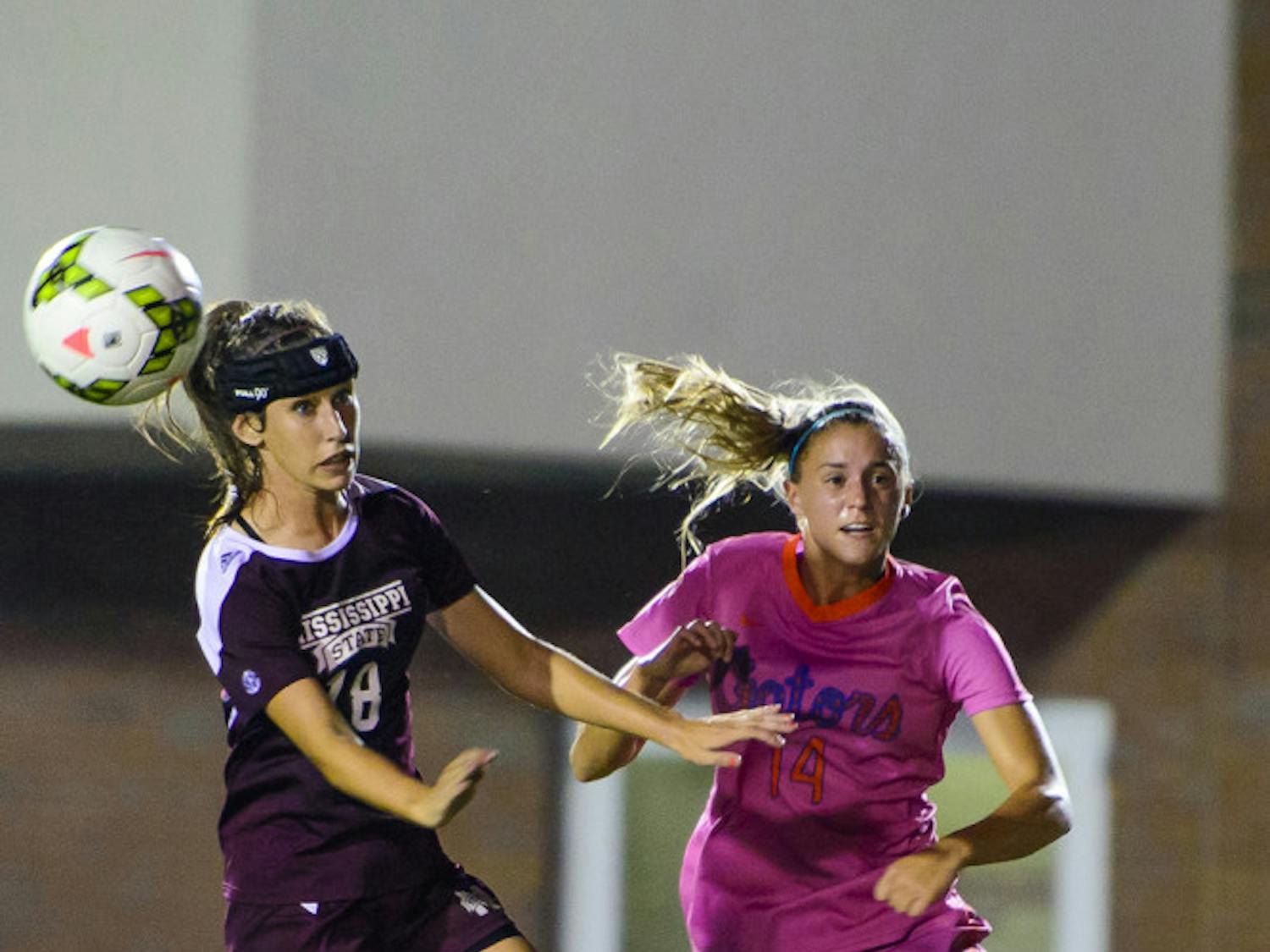 Jillian Graff heads the ball during Florida's 5-1 win against Mississippi State