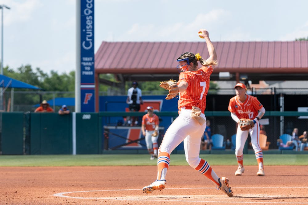 Florida freshman right-handed pitcher Keagan Rothrock pitches in the circle during the Gators' 9-1 win over South Alabama on Sunday, May 19, 2024. 