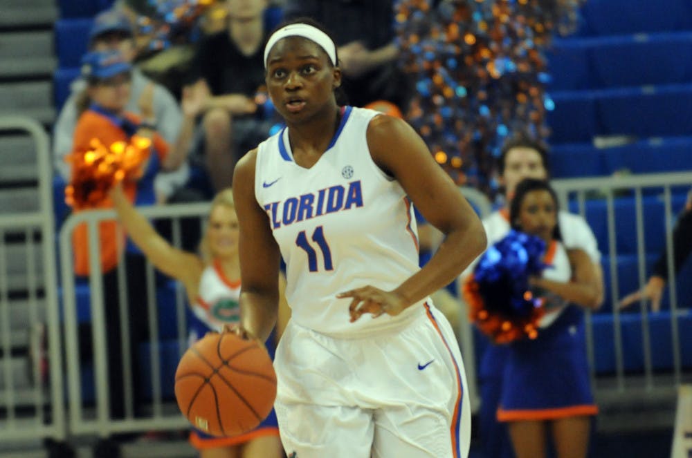 <p>UF guard Dyandria Anderson drives down the court during Florida's win against Savannah State.</p>