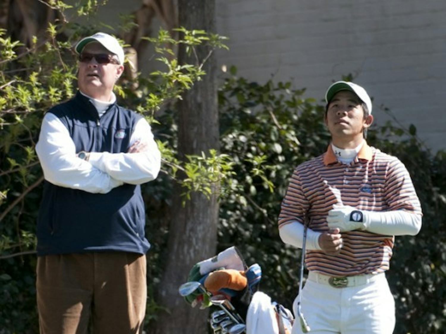Gators golf coach Buddy Alexander (left) is tasked with replacing his senior leadership, including standout Bank Vongvanij (right).