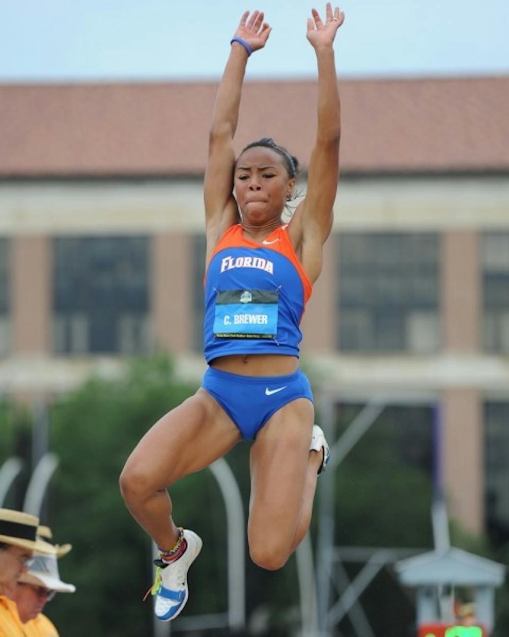 <p>Ciarra Brewer competes in the triple jump at the Southeastern Conference Outdoor Championships on May 13, 2012.</p>