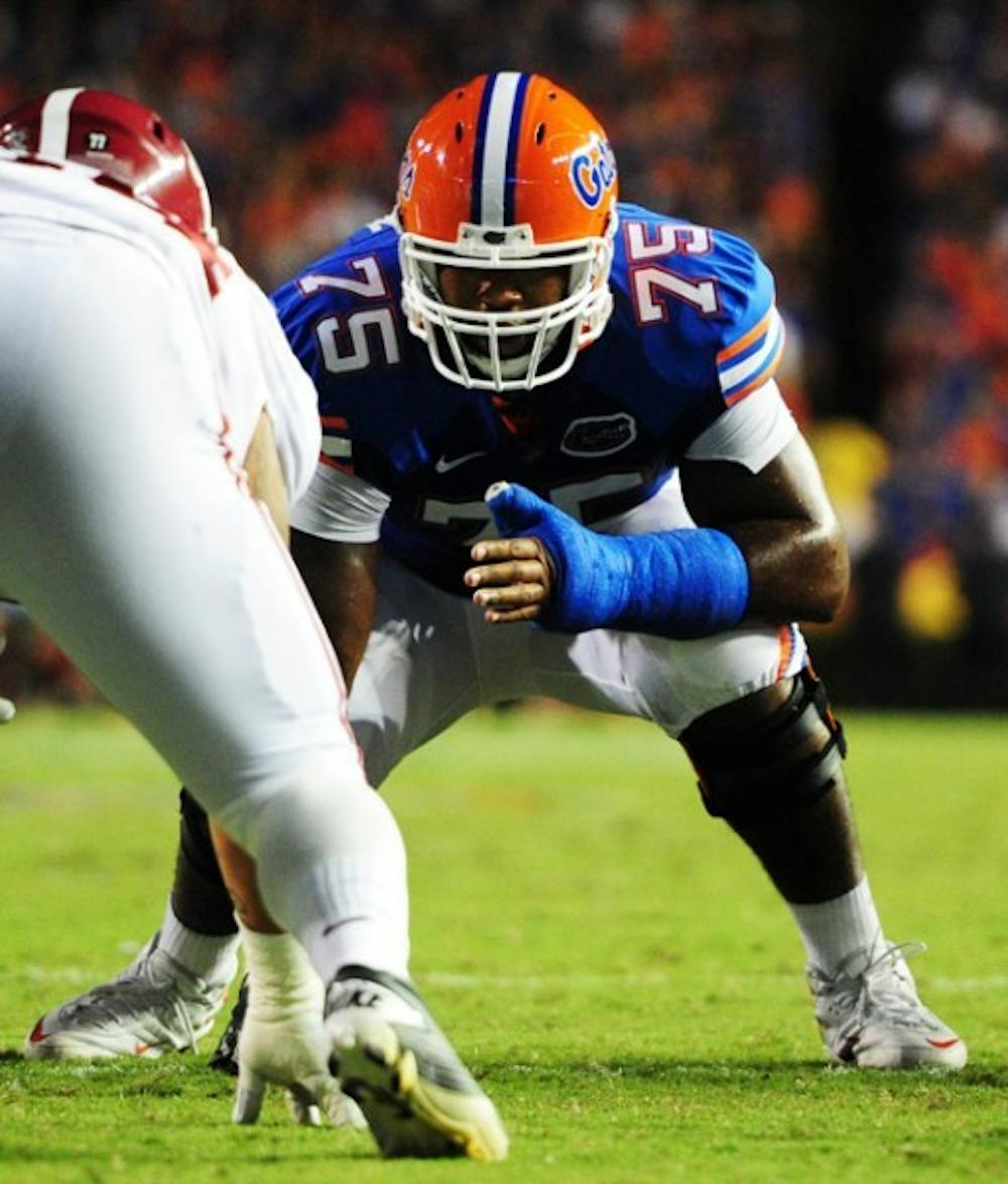 <p>Will Muschamp said Monday that offensive tackle Chaz Green (above) would miss the 2013 season after suffering a torn labrum during an Aug. 20 practice. Green will undergo surgery soon to fix structural damage.</p>
