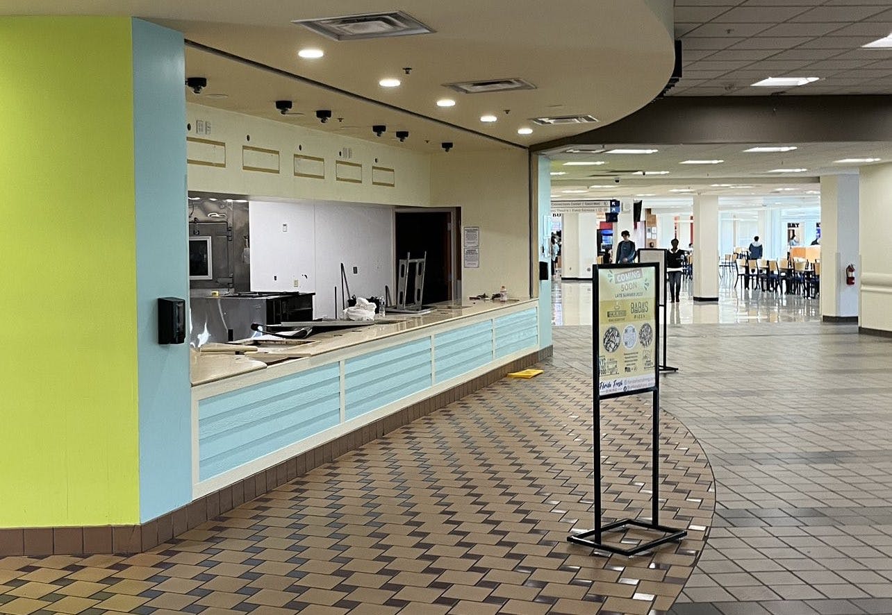 An empty space remains after Pollo Tropical closed in the Reitz Union on UF's campus Friday, April 28, 2023. 