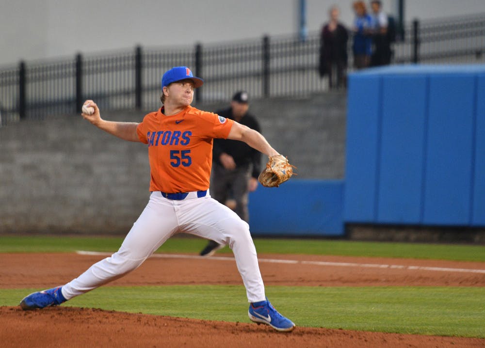 Florida pitcher Ben Specht earned his first win after throwing three scoreless innings in UF's 3-1 win over FSU on Tuesday in Tallahassee. 