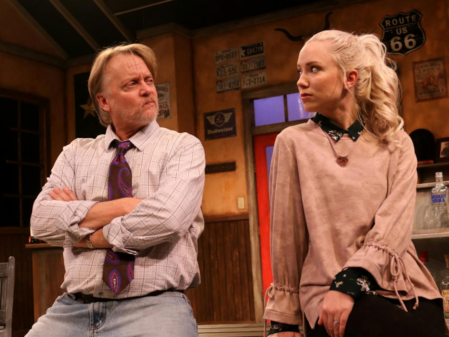 Bryan Mercer and Marissa Toogood play Walter and Marley in the Hippodrome's "Lone Star Spirits." The two characters have a strained father-daughter relationship, which is one of the key focal points of the play.