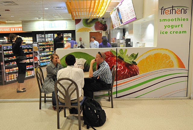 Freshens, located on the ground floor of the Reitz Union .