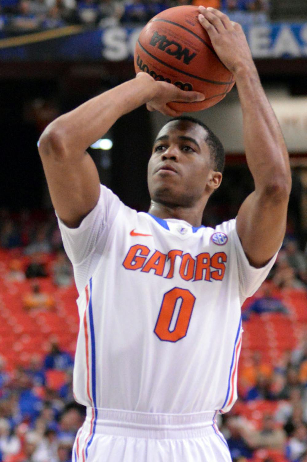 <p>Kasey Hill attempts a free throw during Florida's 56-49 win against Tennessee on Saturday in the Georgia Dome. Hill scored all five of the Gators' points off the bench against the Volunteers.</p>