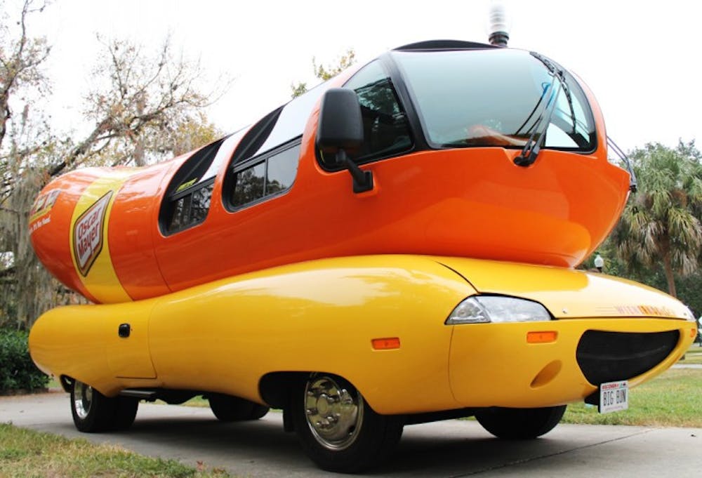 <p>The Weinermobile made an appearance on the North Lawn on Thursday afternoon. Representatives from Oscar Mayer are recruiting college grads to become “Hotdoggers” and travel the country.</p>