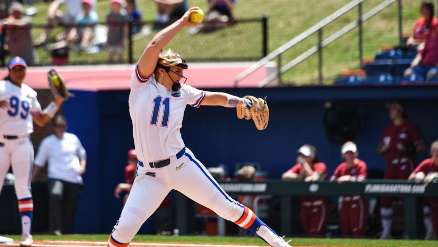 Pitcher Kelly Barnhill pitched all seven innings and struck out 11 batters in UF's win over Auburn on Friday.