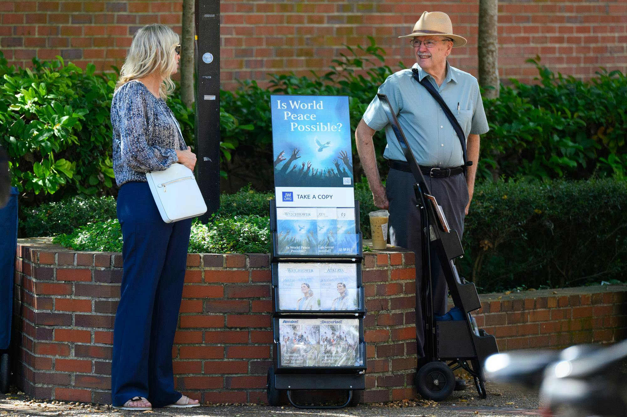 Jehovah's Witnesses stand in Turlington Plaza on UF's campus, Thursday, Oct. 15, 2026.