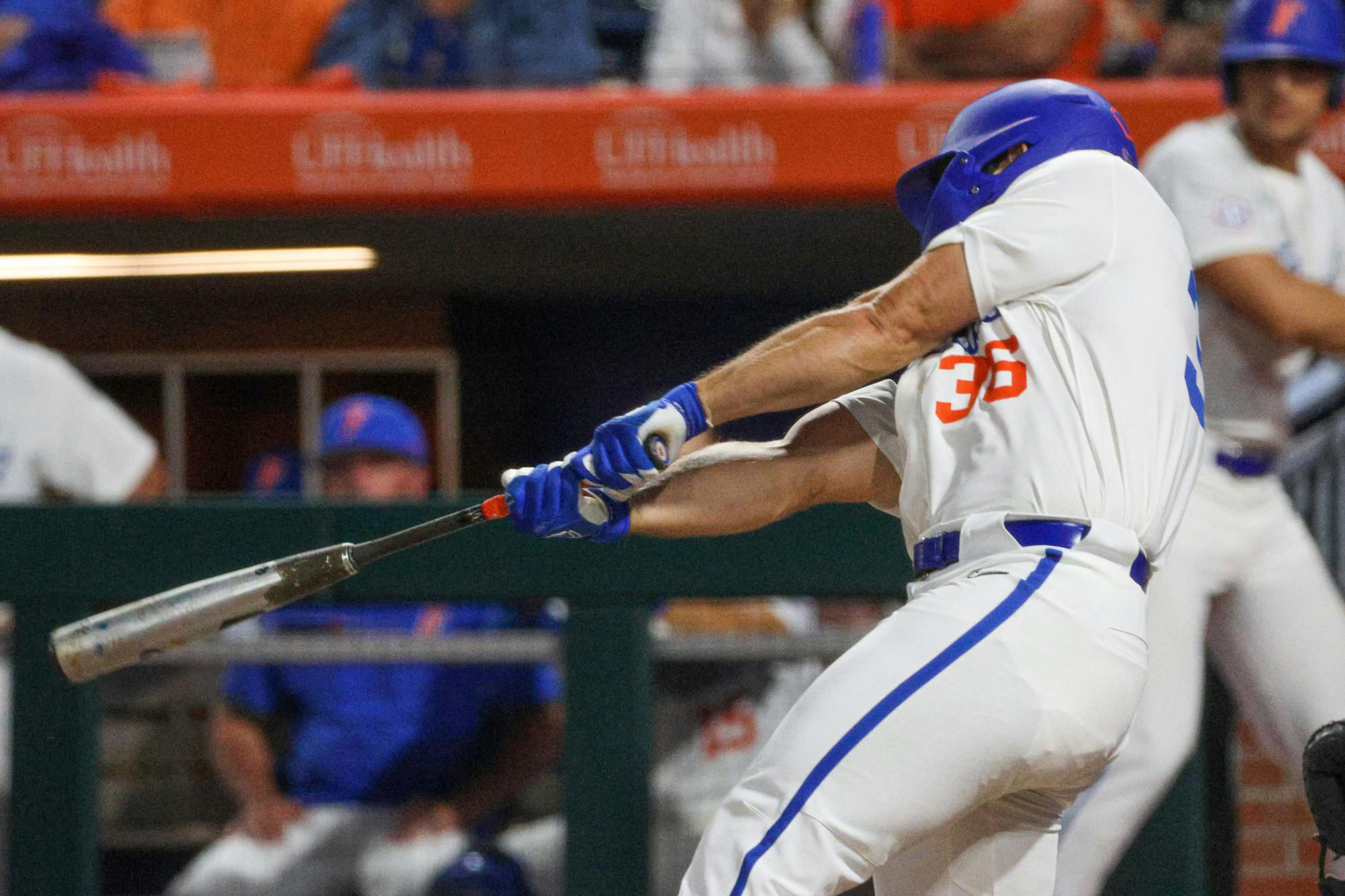 Florida outfielder Wyatt Langford hits the ball in the Gators' 10-4 win over the Miami Hurricanes March 3, 2023.
