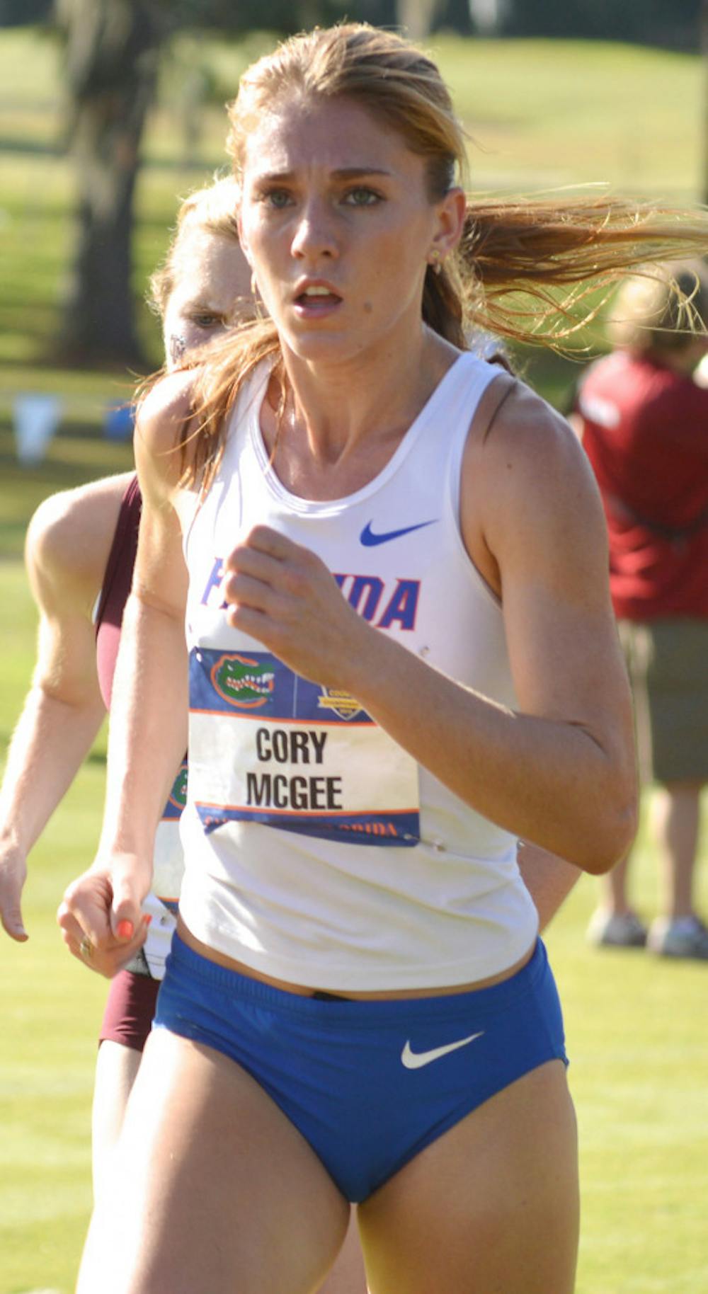 <p>Cory McGee runs in the SEC Cross Country Championships on Nov. 1, 2013, at the Mark Bostick Golf Course.</p>
