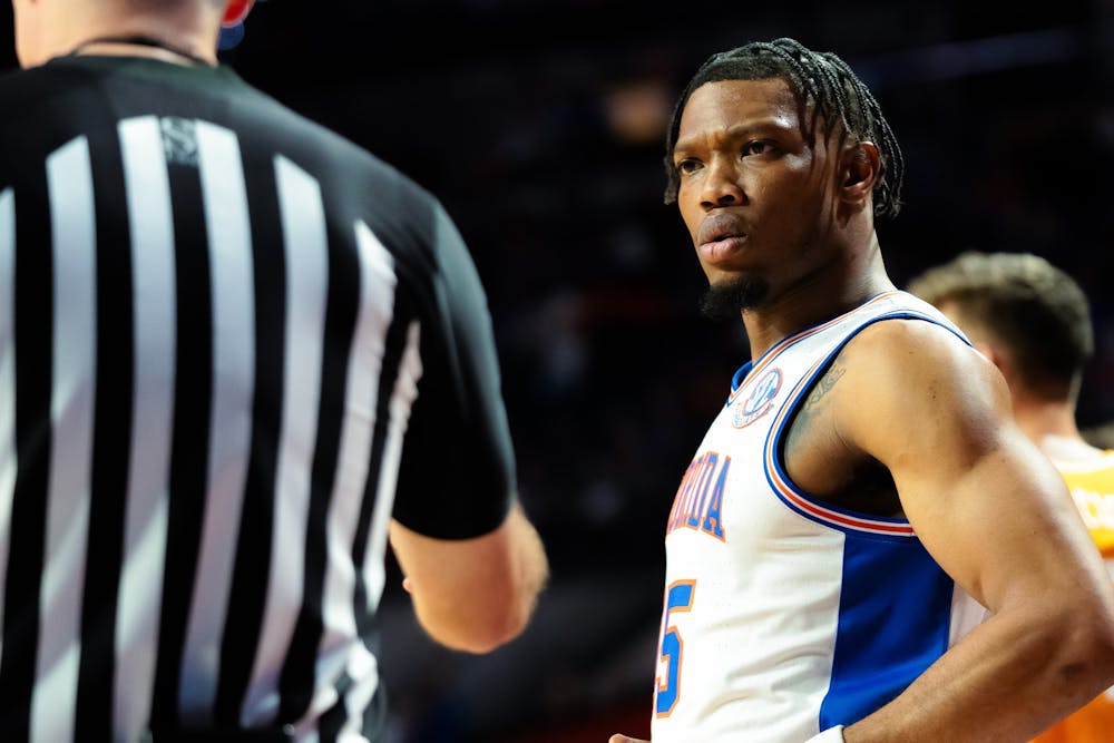 <p>UF basketball player Alijah Martin (15) pictured during the game against the Tennessee Volunteers on Jan. 7, 2025.</p>