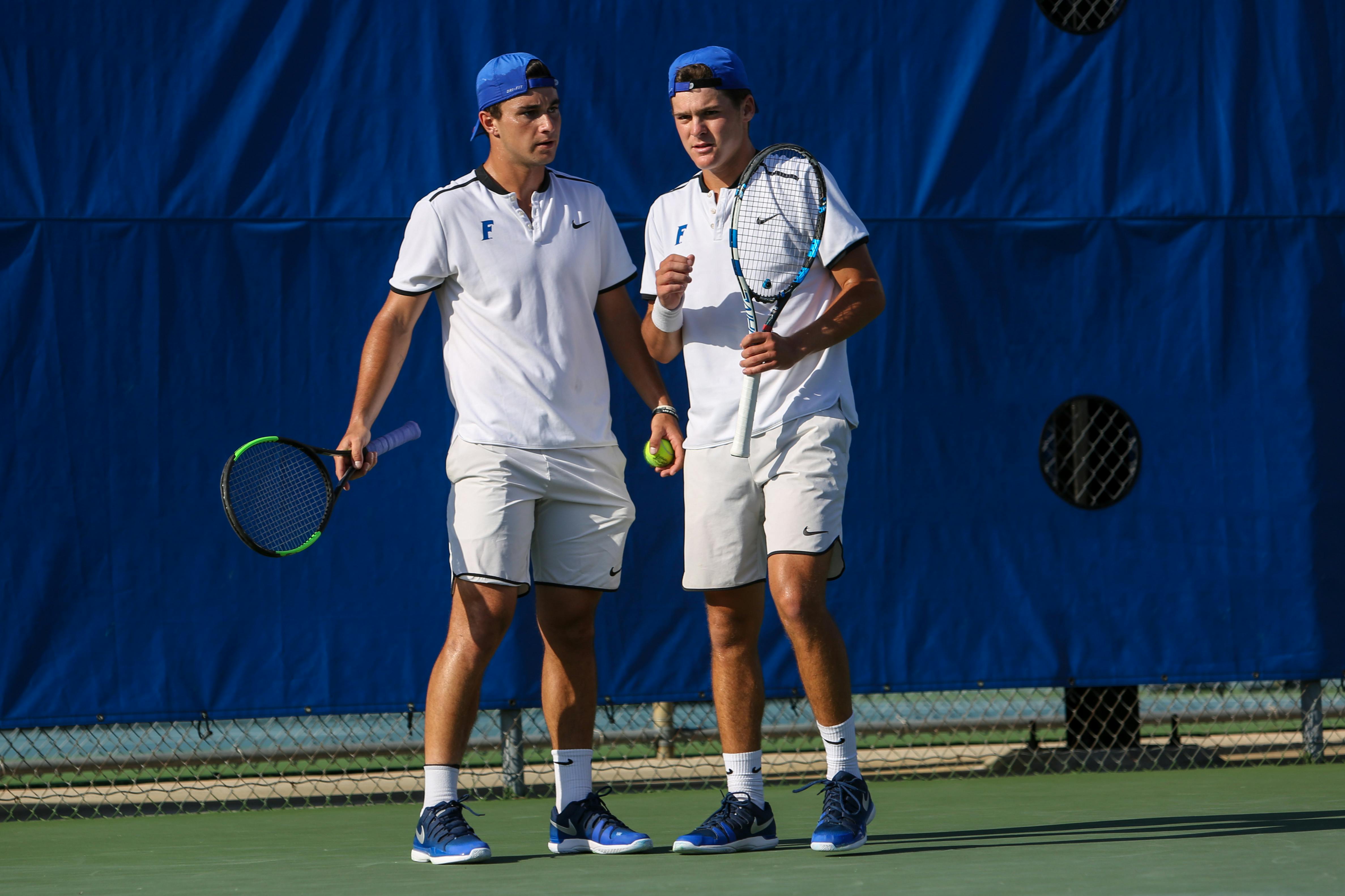 The doubles duo of junior McClain Kessler (right) and Duarte Vale (left) dropped it's NCAA quarterfinals matchup against Ohio State's Martin Joyce and Mikael Torpegaard, 6-3, 6-2. Florida's season ended with the doubles defeat. 