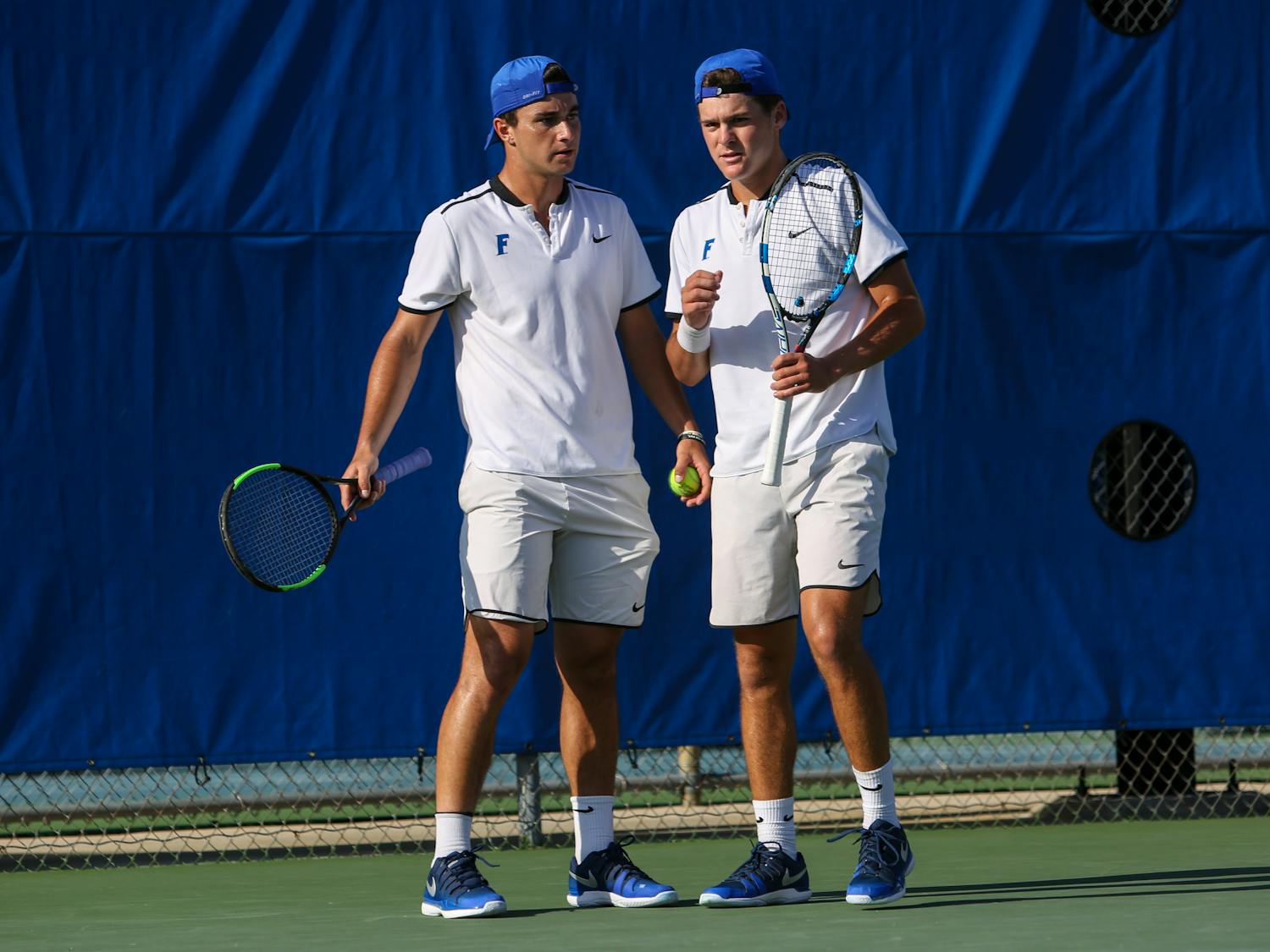The doubles duo of junior McClain Kessler (right) and Duarte Vale (left) dropped it's NCAA quarterfinals matchup against Ohio State's Martin Joyce and Mikael Torpegaard, 6-3, 6-2. Florida's season ended with the doubles defeat.