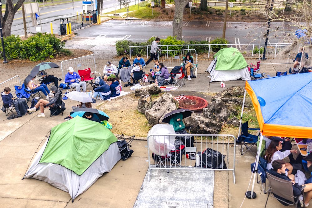 Student fans camping out for the basketball game on Saturday, March 8th, 2025.