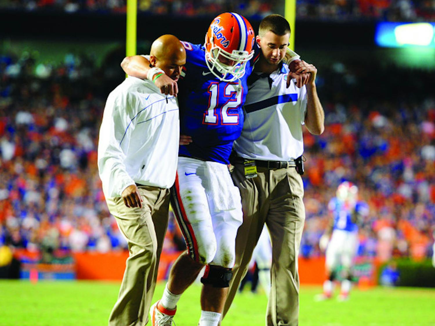Quarterback John Brantley left Saturday’s game late in the second quarter with a reported ankle sprain and did not return. Freshman Jeff Driskel replaced him and played the second half.
