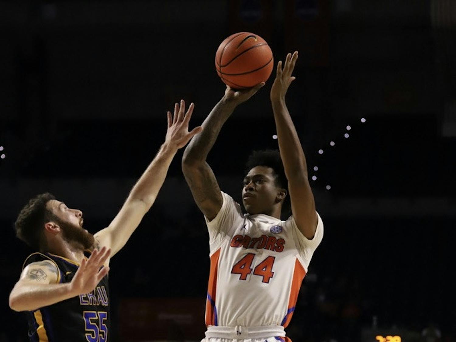 Florida's Niels Lane goes up for a shot in an exhibition match against Embry-Riddle on Nov. 1.