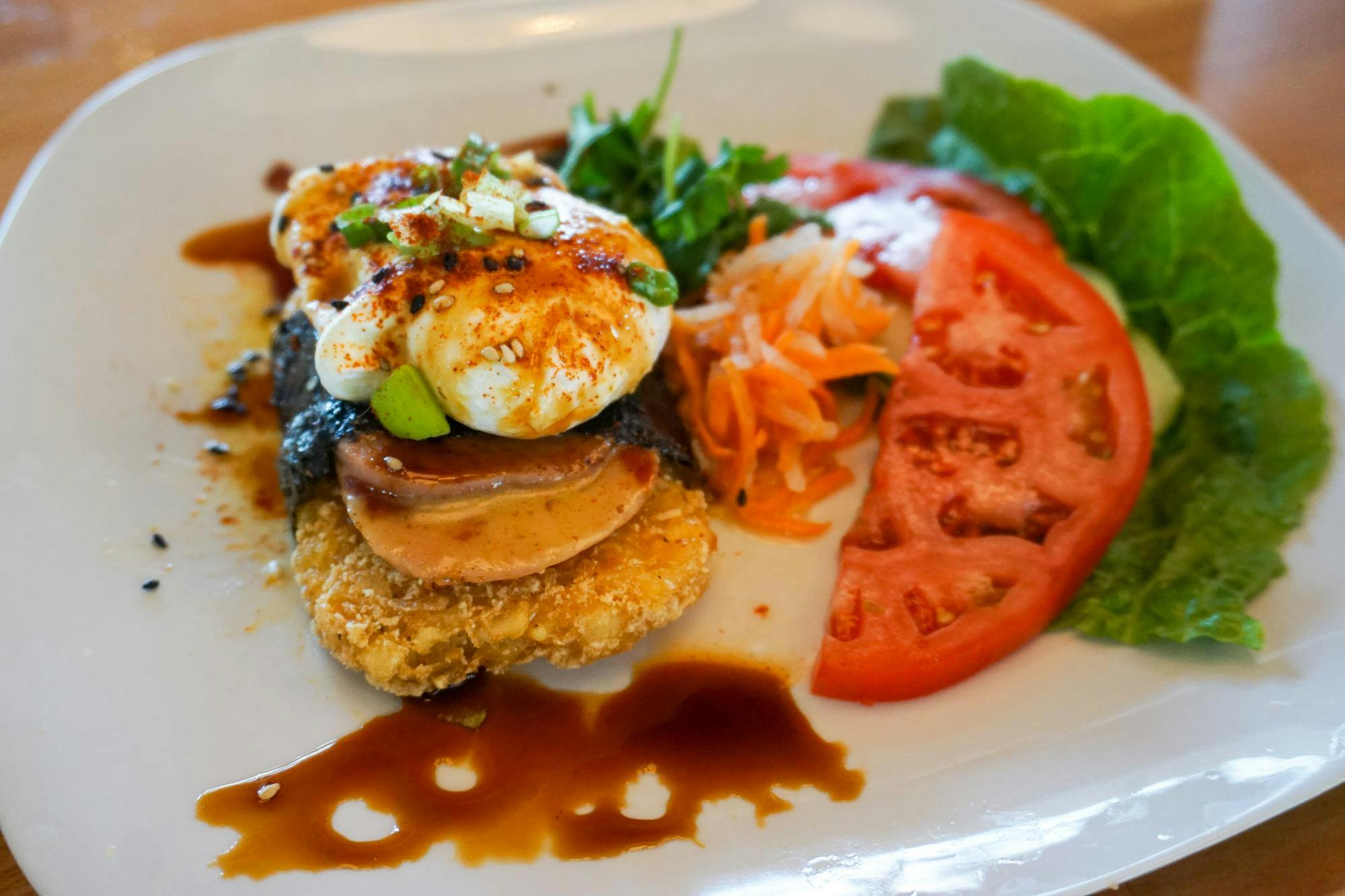 Spam Musubi Benny plated at Gainesville's newest restaurant, Rice and Shine, Wednesday, Feb. 18, 2026