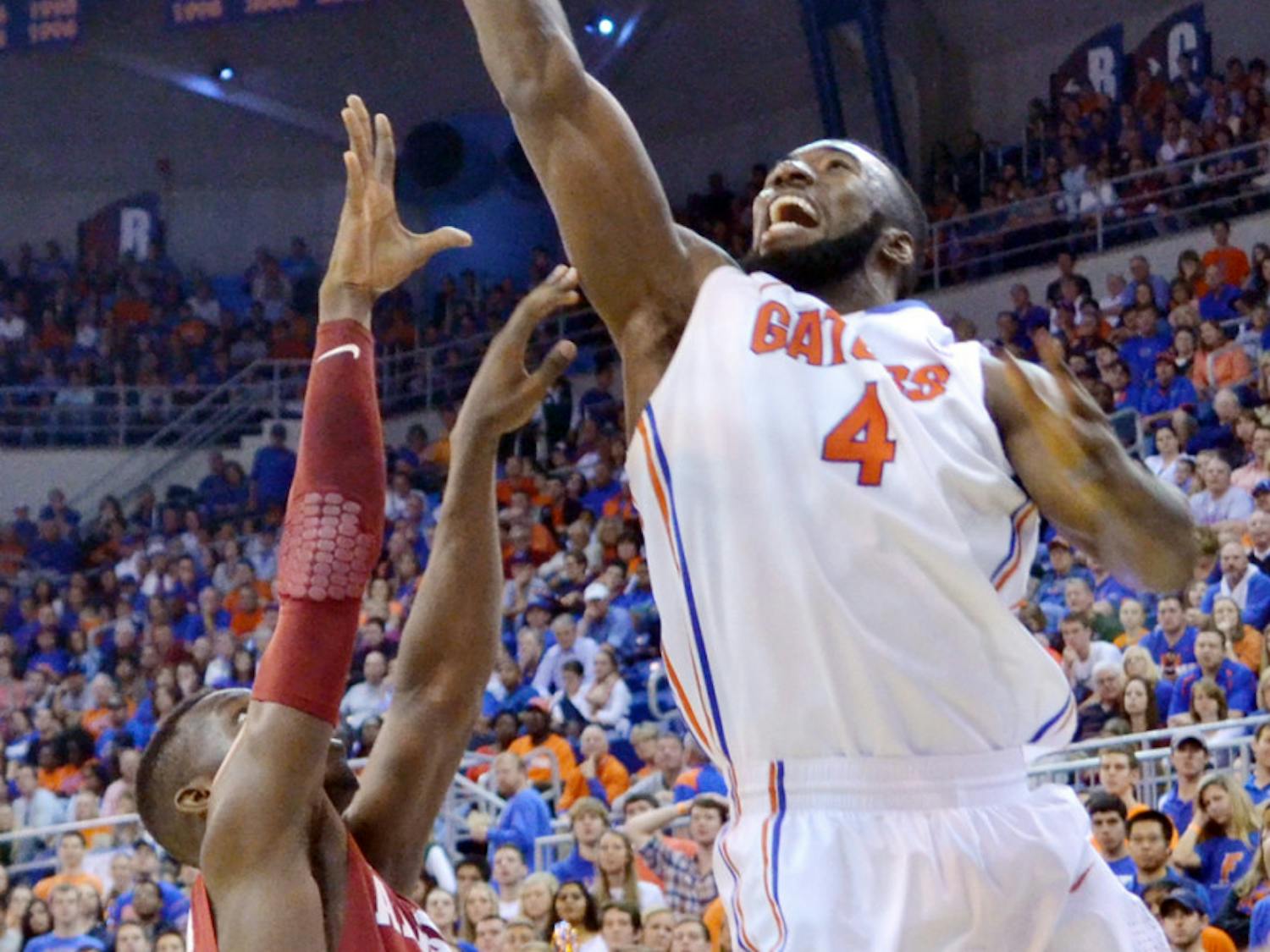 Patric Young attempts a layup during Florida’s 78-69 win against Alabama on Feb. 8 in the O’Connell Center.