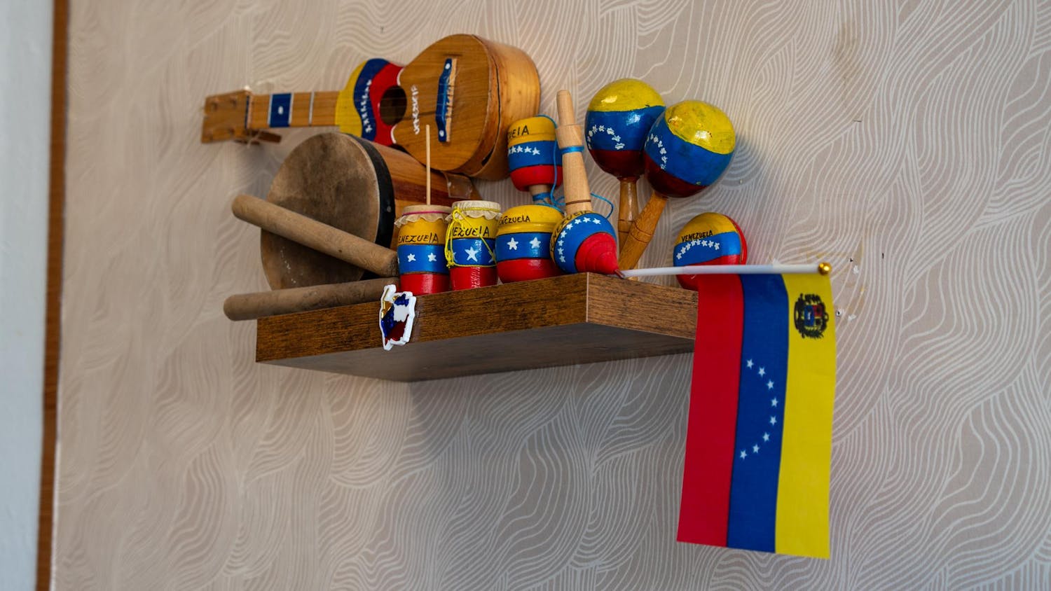 Venezuelan cultural items are on display at La Maracucha in Gainesville, Fla. Thursday, Jan 23, 2026.