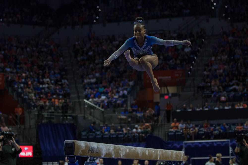 <p>Trinity Thomas was named NACGC Southeast Region Gymnast of the Year in 2019. She is the fifth Gator to receive the honor and only the second freshman to do so.</p>