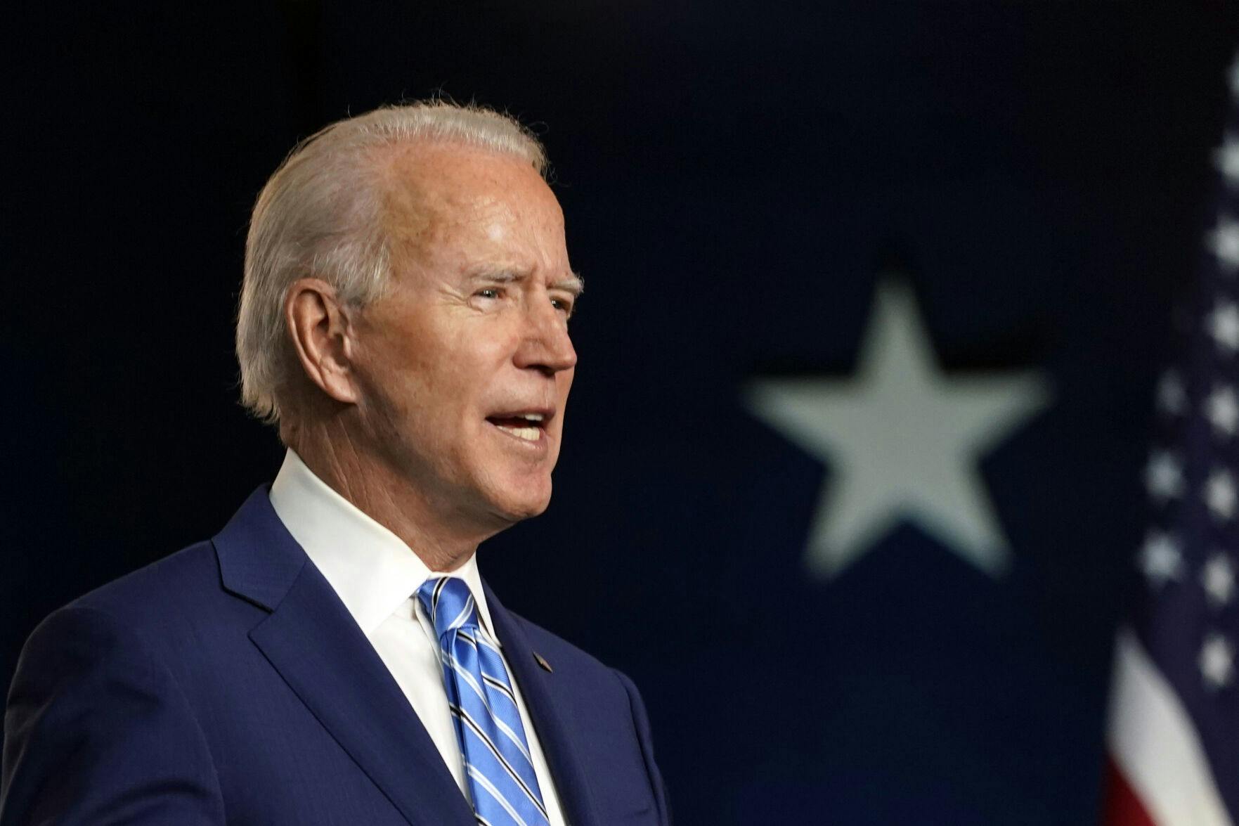 Outgoing US president Joe Biden speaks in Wilmington, Del. on Wednesday, Nov. 4, 2020.