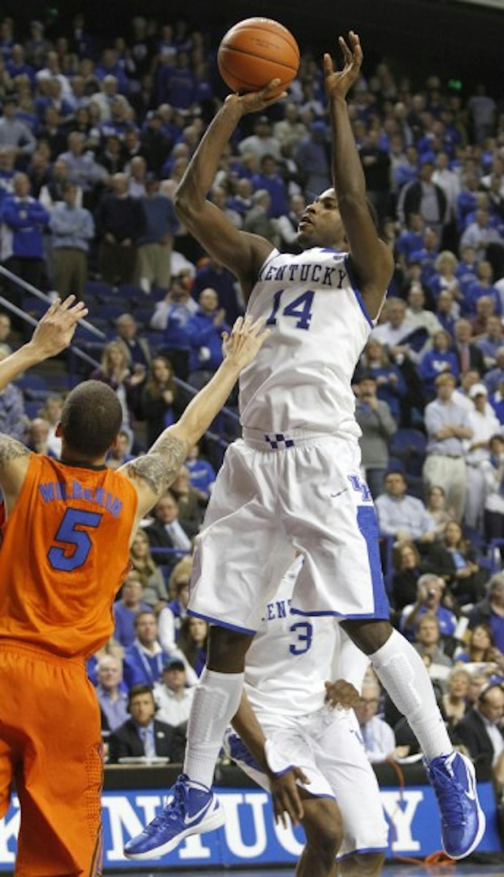<p>Kentucky forward Michael Kidd-Gilchrist finished with six of his 13 points in transition in Tuesday’s game against Florida.</p>
