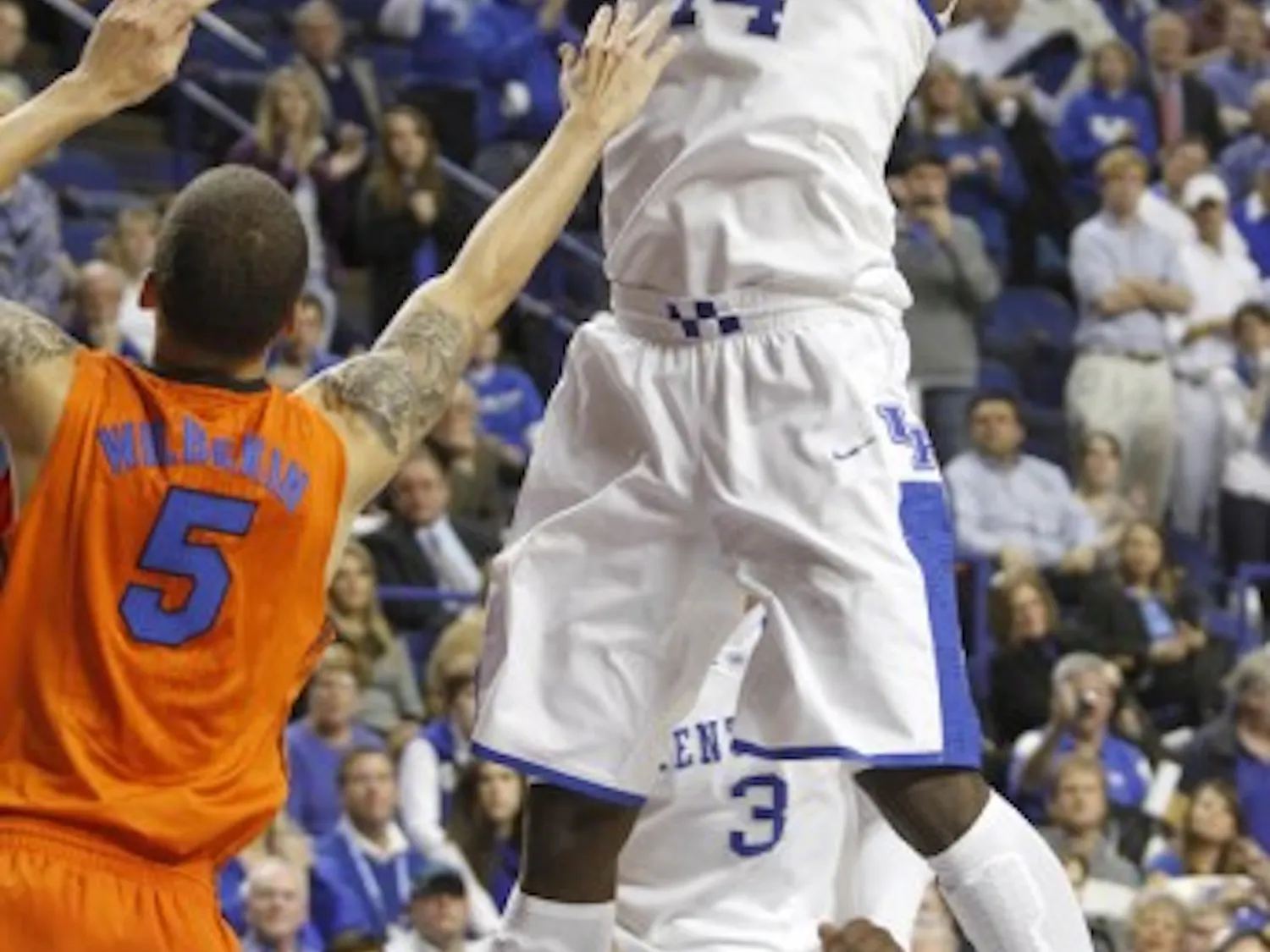 Kentucky forward Michael Kidd-Gilchrist finished with six of his 13 points in transition in Tuesday’s game against Florida.