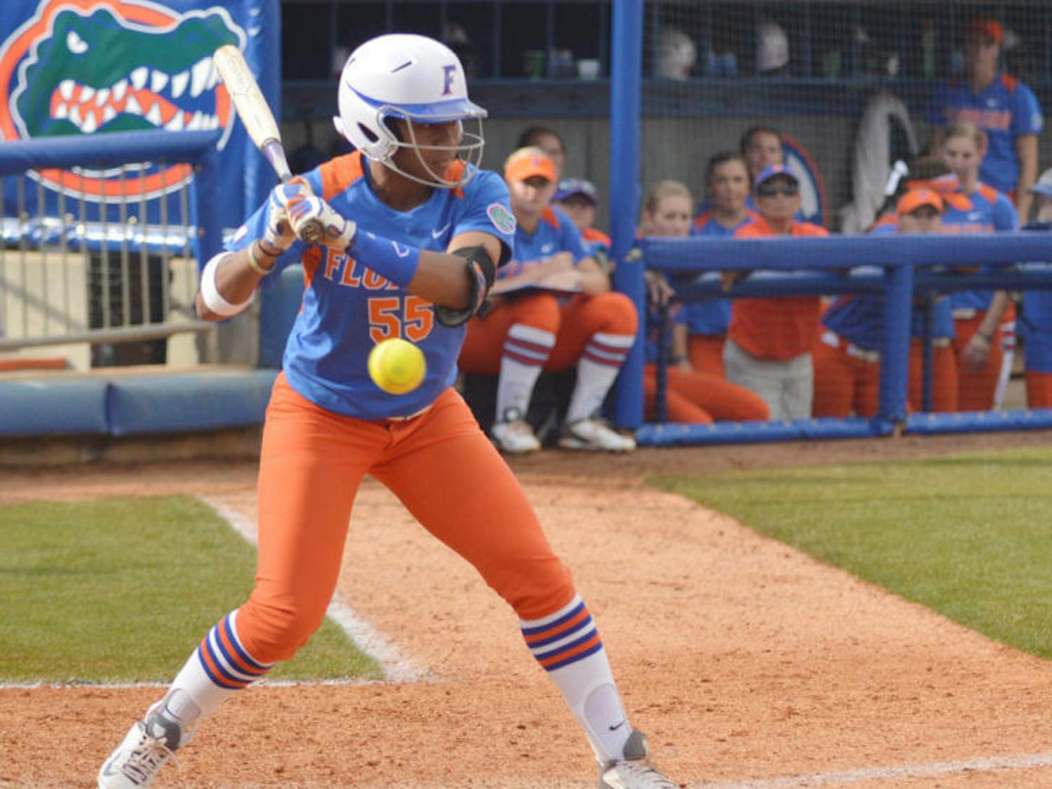 Briana Little bats during Florida’s 8-0 win against Indiana on Feb. 22 at Katie Seashole Pressly Stadium. Little has six RBIs since April 11.