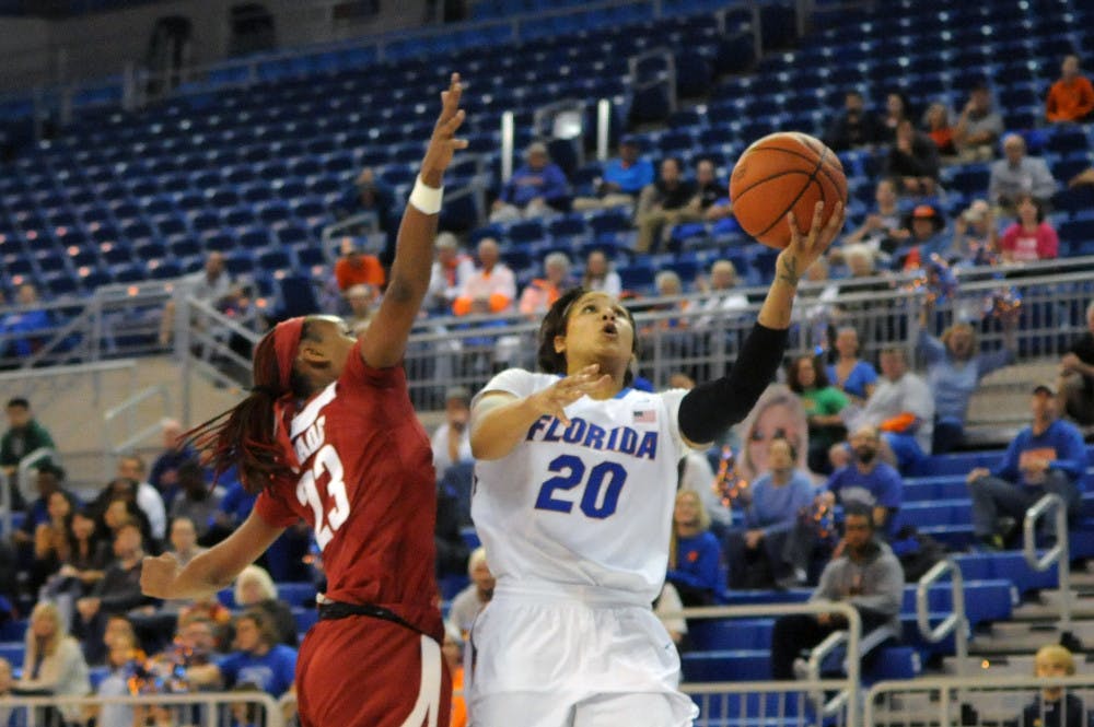 UF guard Simone Westbrook goes for a layup during Florida's 80-72 win against Alabama on Jan. 21, 2016, in the O'Connell Center.
