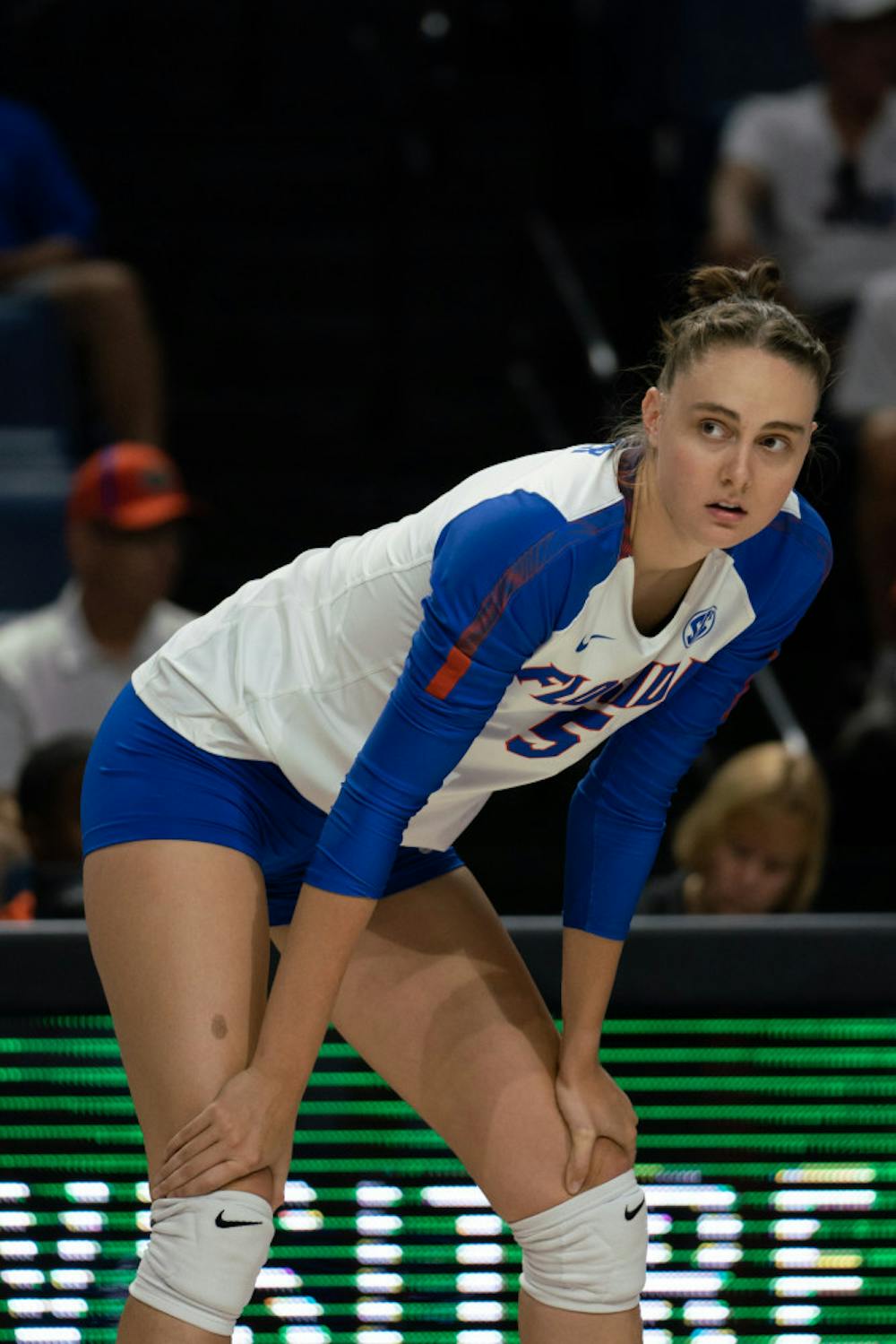 <p><span id="docs-internal-guid-c3532faf-7fff-98df-2751-cb53bdb7d948"><span>Middle blockers Rachael Kramer (pictured) and Taelor Kellum combined for 22 kills in Florida’s sweep over Alabama.</span></span></p>