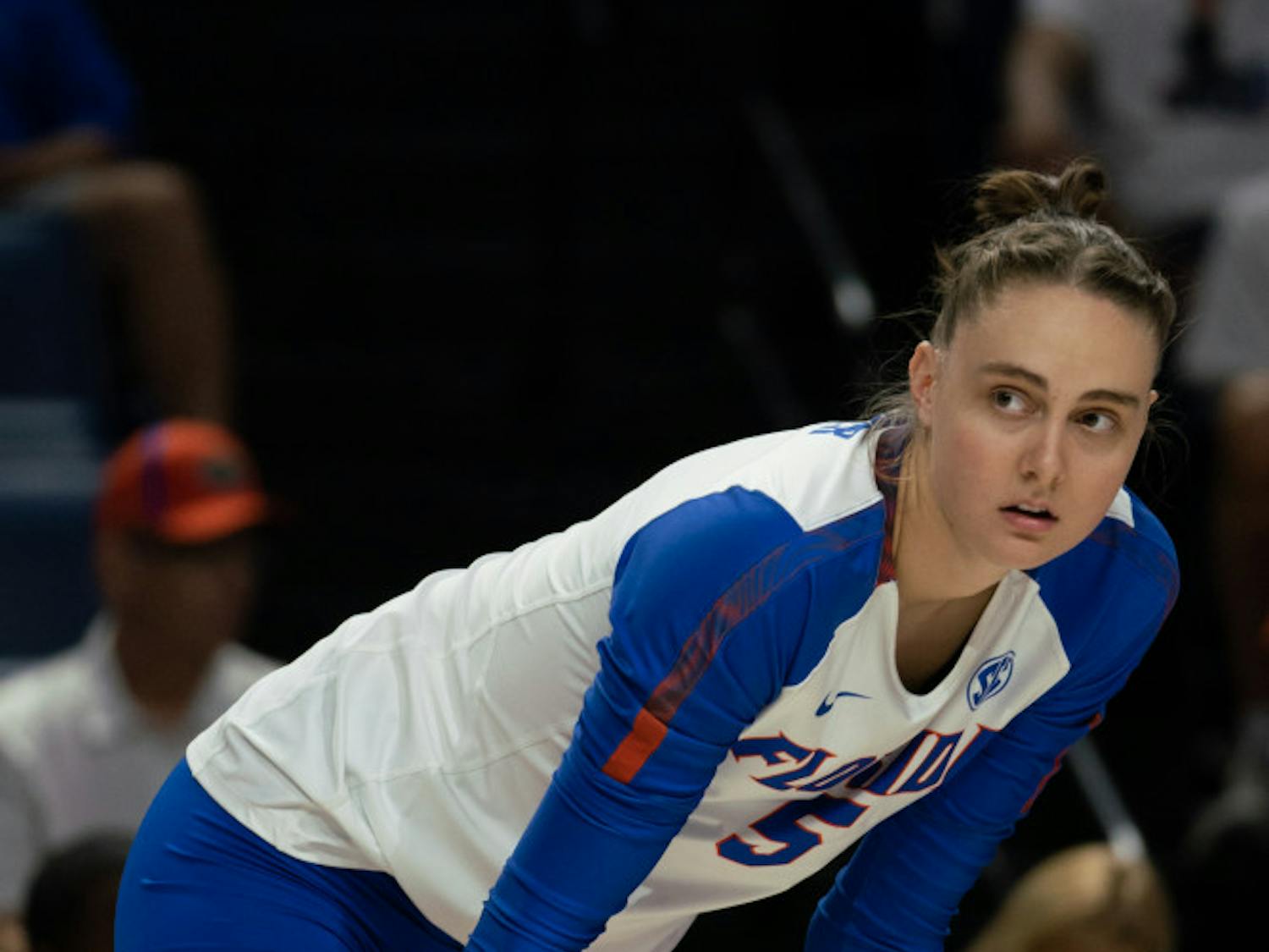 Middle blockers Rachael Kramer (pictured) and Taelor Kellum combined for 22 kills in Florida’s sweep over Alabama.