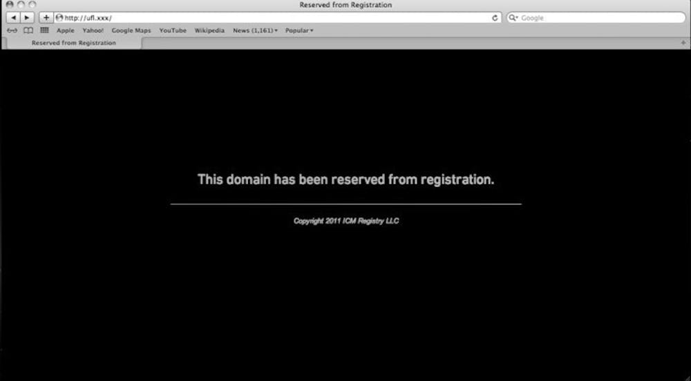 <p>UF has blocked 17 trademarked names from receiving adult-oriented .xxx domain names at a fee of $200 per address.</p>
