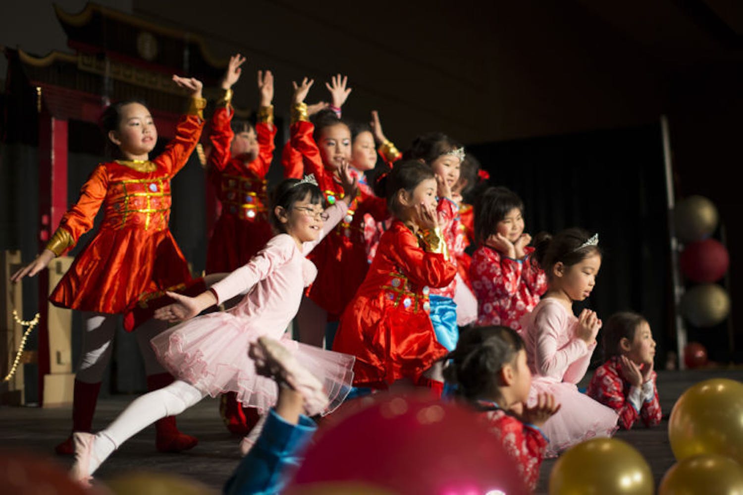 Children aged 5 to 7 from the Hua-Gen Chinese School perform during the Spring Festival Gala at the Reitz Union Grand Ballroom on Sunday night. The event is hosted by the Chinese Student Association in celebration of the Chinese New Year.