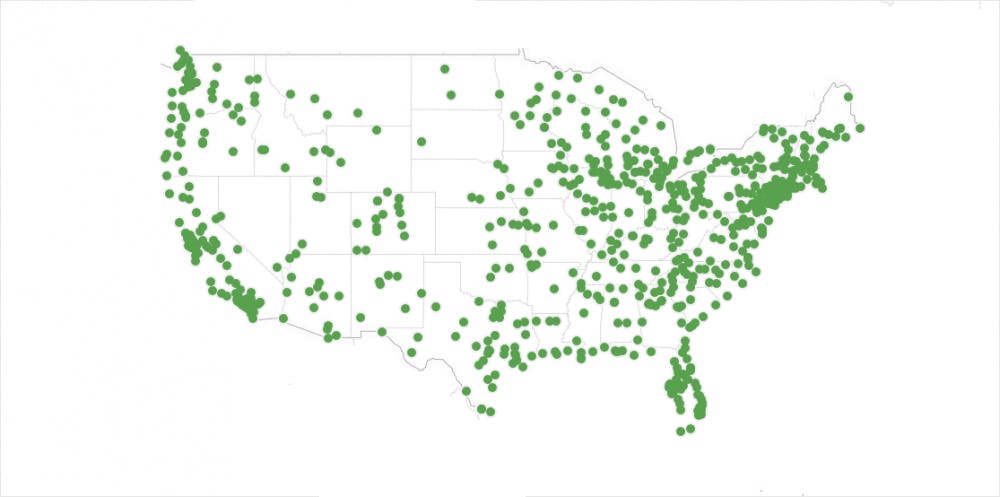 More than 800 marches for Saturday have been organized worldwide. This graphic shows the locations of the U.S. marches.