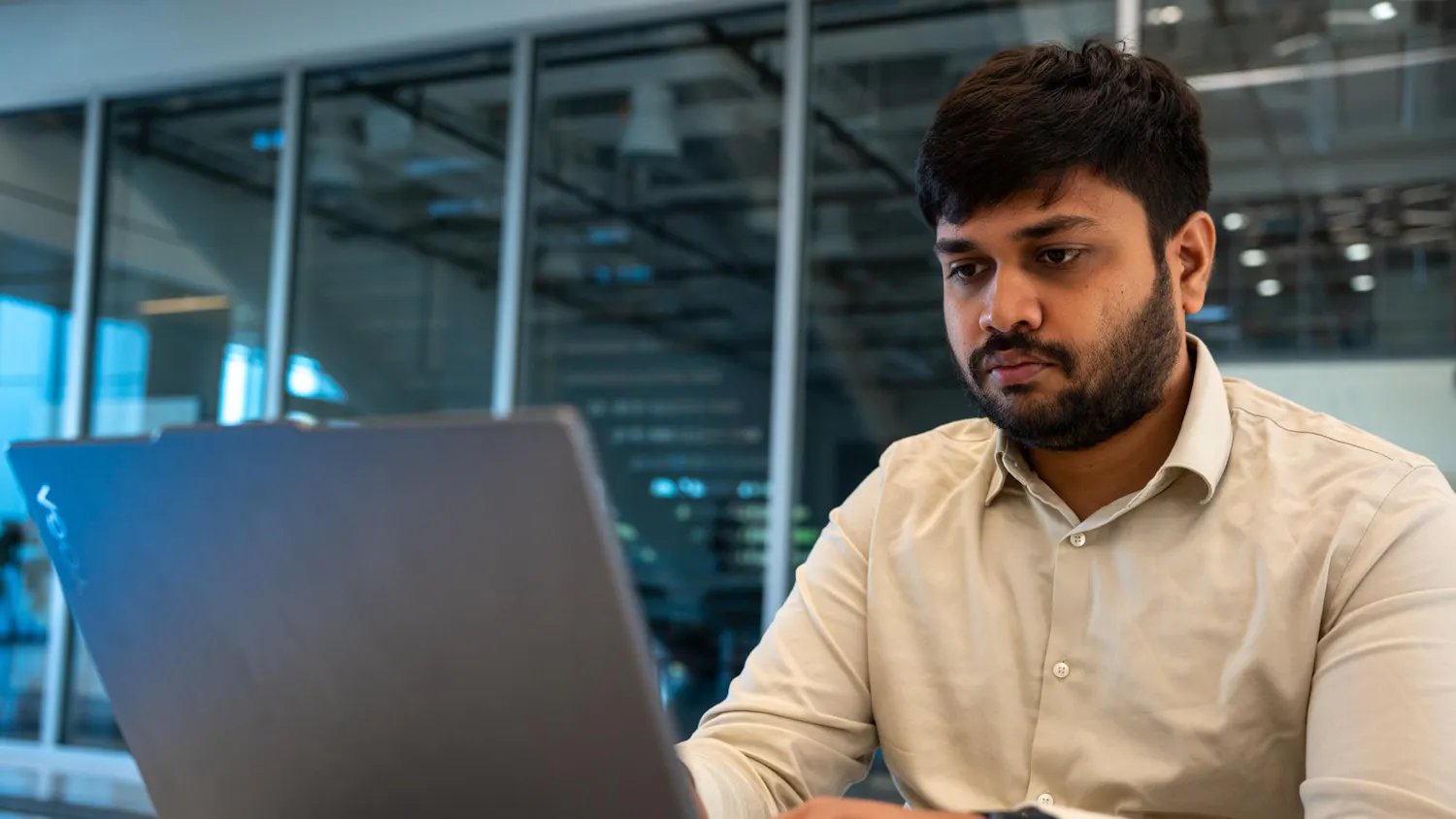 Masters student Nikhil Reddy works at Malachowsky Hall, Friday, March 27, 2026, in Gainesville, Fla.