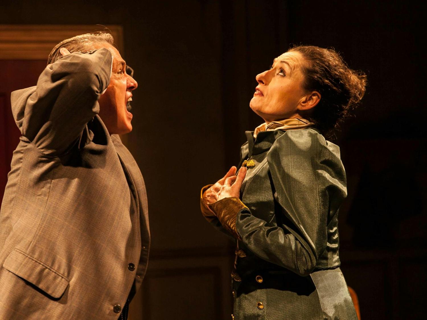 Nora, portrayed by Tess Hogan,&nbsp;and Torvald, portrayed by V Craig Heidenreich,&nbsp;fight in the intense yet impactful final scene of the play.