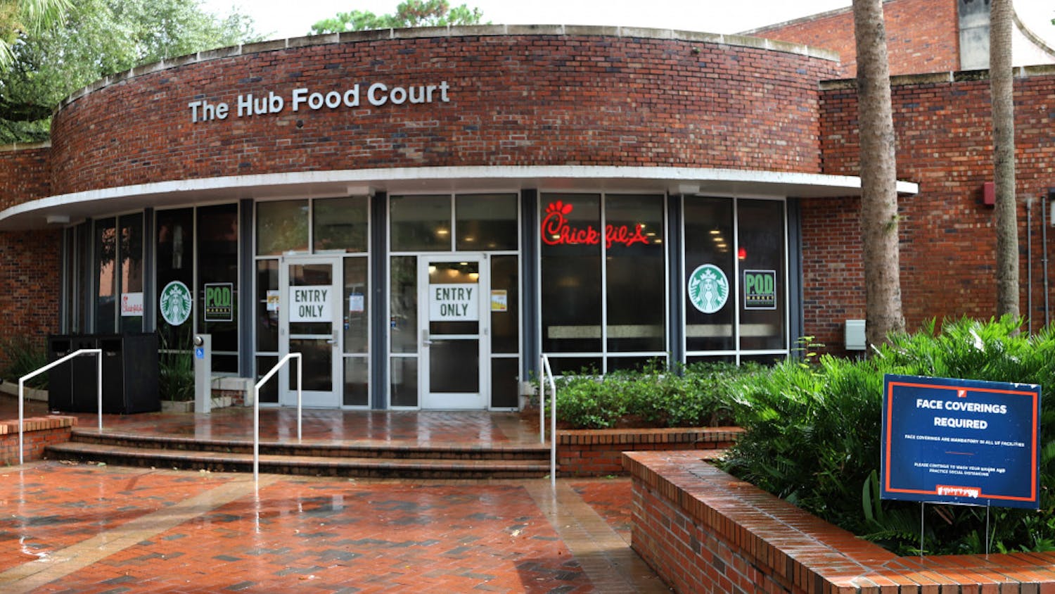 The Hub Food Court, located at UF in Gainesville, Fla., is seen empty on August 31, 2020. 
