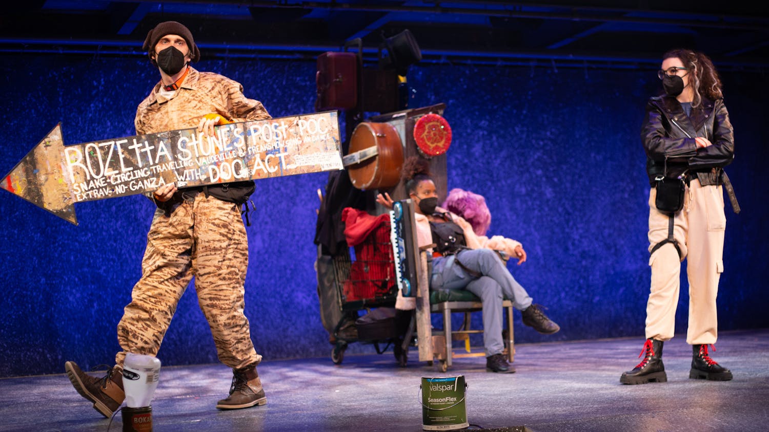 Photos by TF Guntrup / UF School of Theatre + Dance
Actors are seen on stage performing “Dog Act” during a rehearsal Wednesday, Sept. 15, 2021.