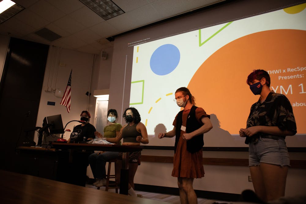 <p>The UF Trans Health + Wellness Initiative executive board presents at their meeting on &quot;Gym 101&quot; with RecSports Oct. 4, 2021. </p>