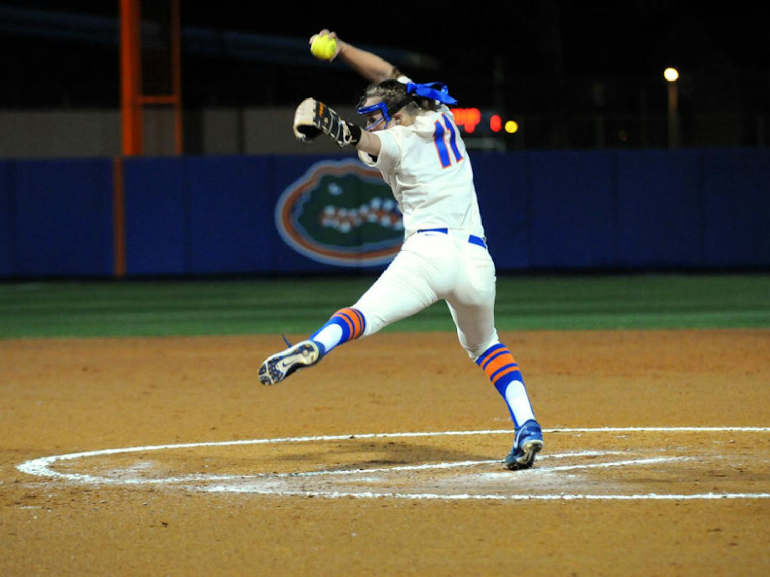 Kelly Barnhill pitches during UF's doubleheader sweep of Jacksonville on Feb. 27, 2016, at Katie Seashole Pressly Stadium.