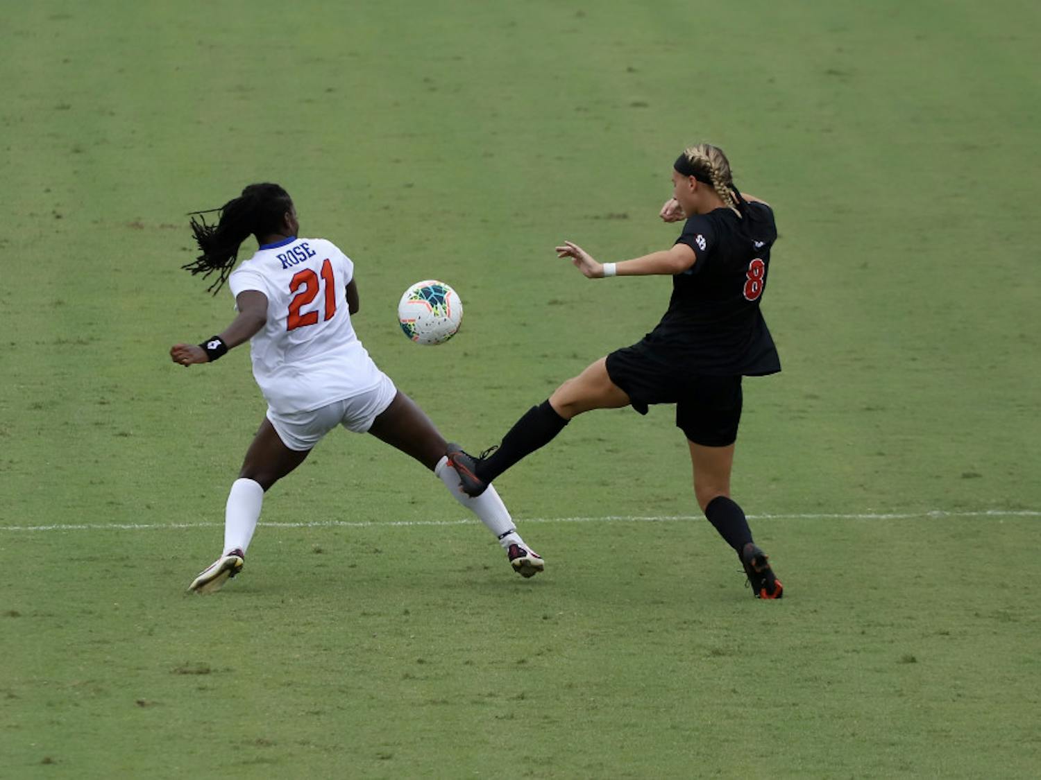 Forward Deanne Rose fights for a ball at Florida's game against Georgia earlier this season. The senior's return will be a key factor in the Gators' game against South Carolina Sunday.