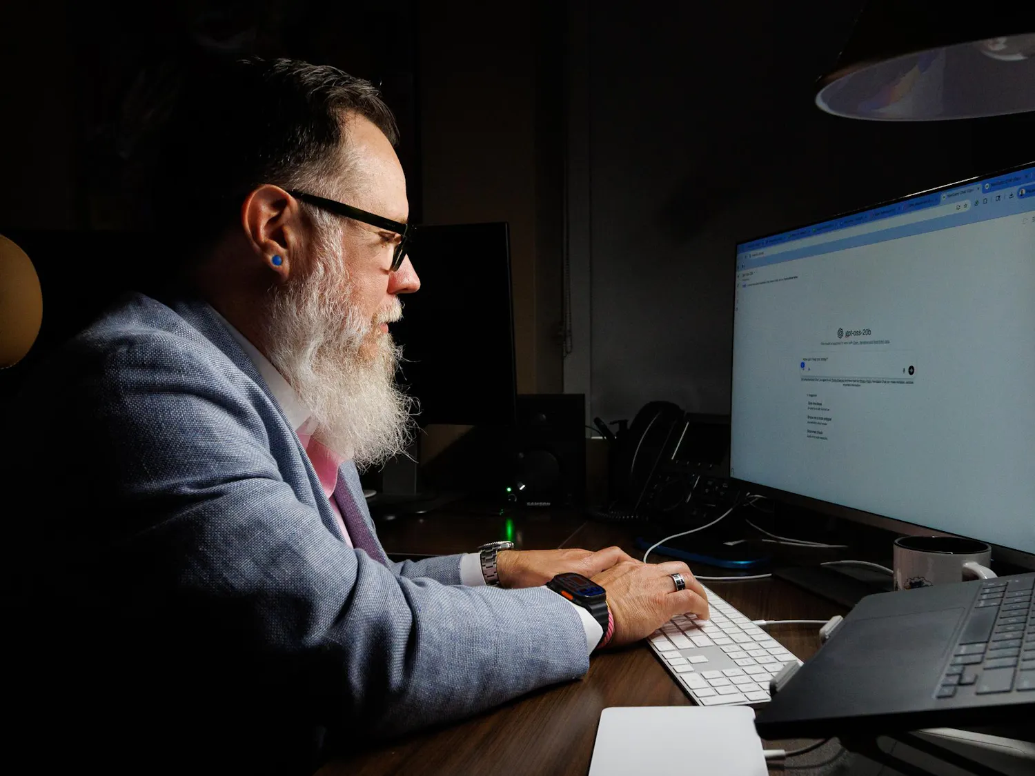 Brian Avery, the Senior Lecturer in the University of Florida Department of Sport Management, types at his computer, Thursday, April 9, 2026