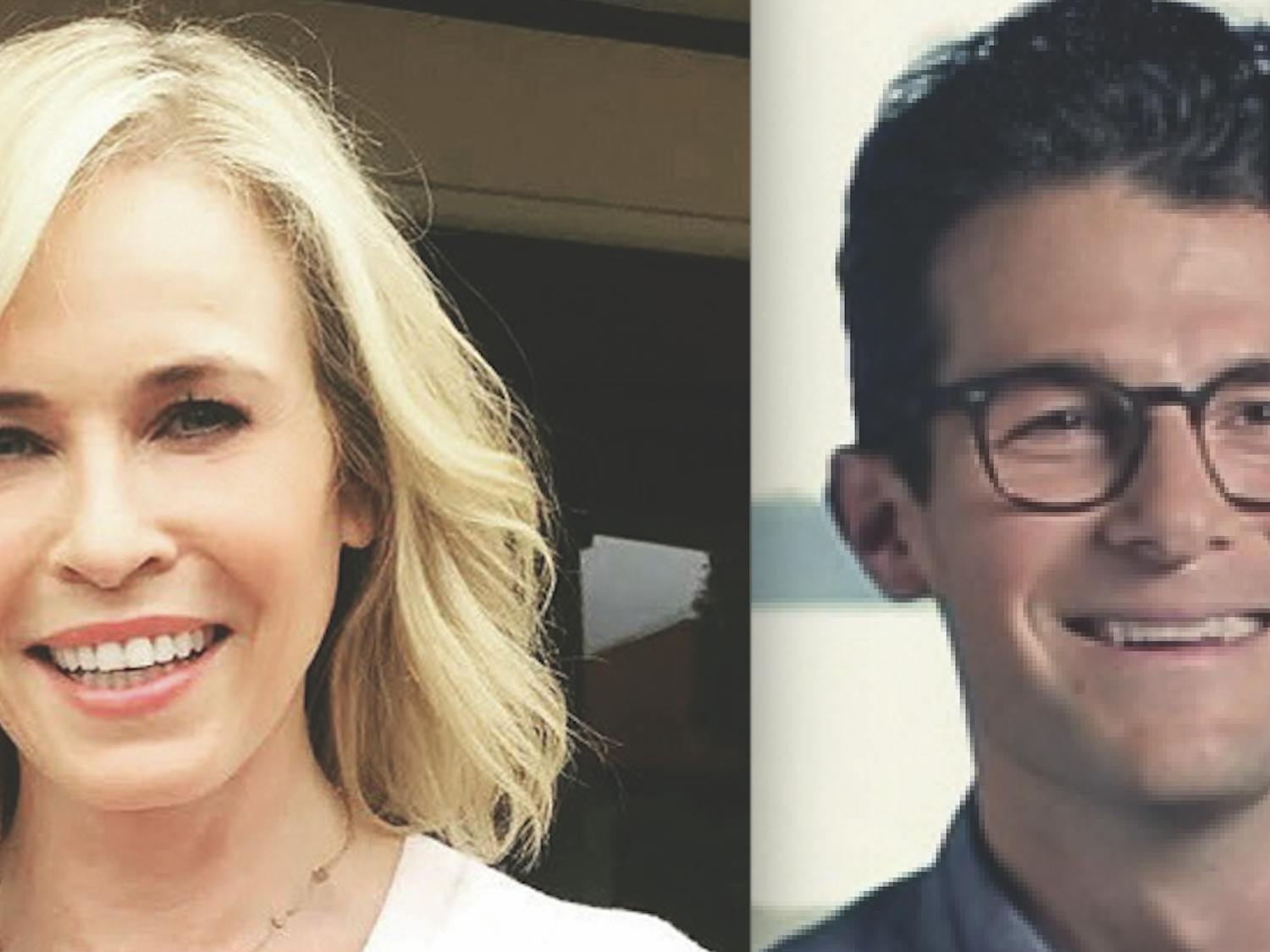 Chelsea Handler, left, and Jacob Soboroff, right
