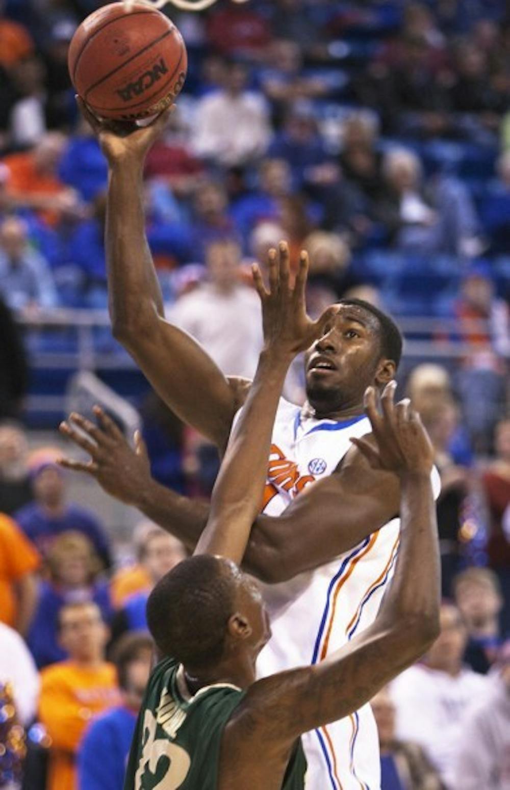 <p>Sophomore center Patric Young scored 15 points and hauled in seven rebounds on a night when the Gators were out-rebounded 36-34 by the Blazers.</p>